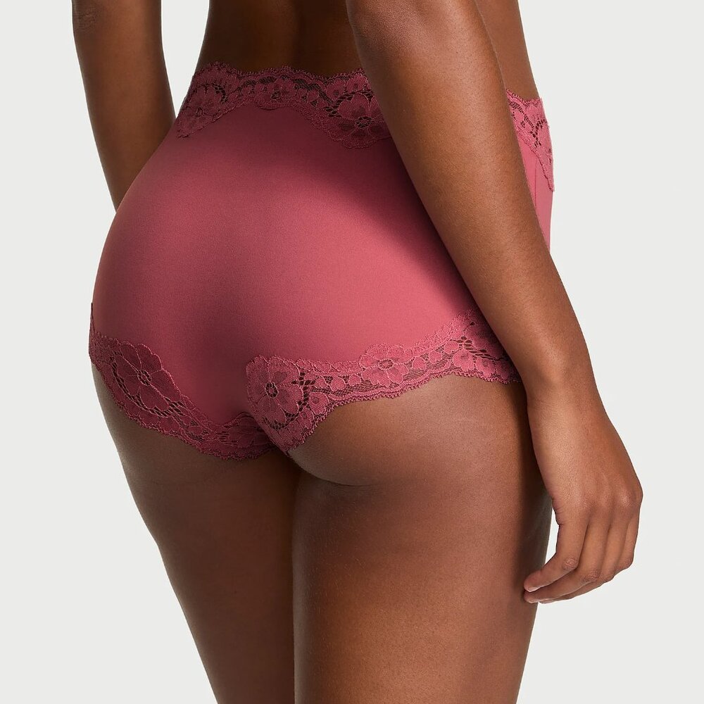 VICTORIA SECRET Dream Angels Lace Trim Boyshort Panty SIZE XL Dark Pink Smooth